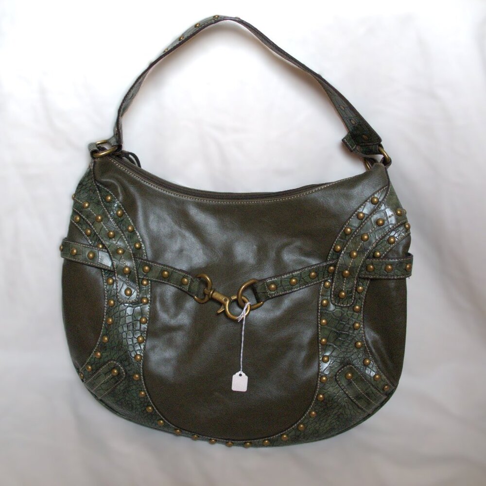 Moss Green Vintage-Inspired Hobo Bag